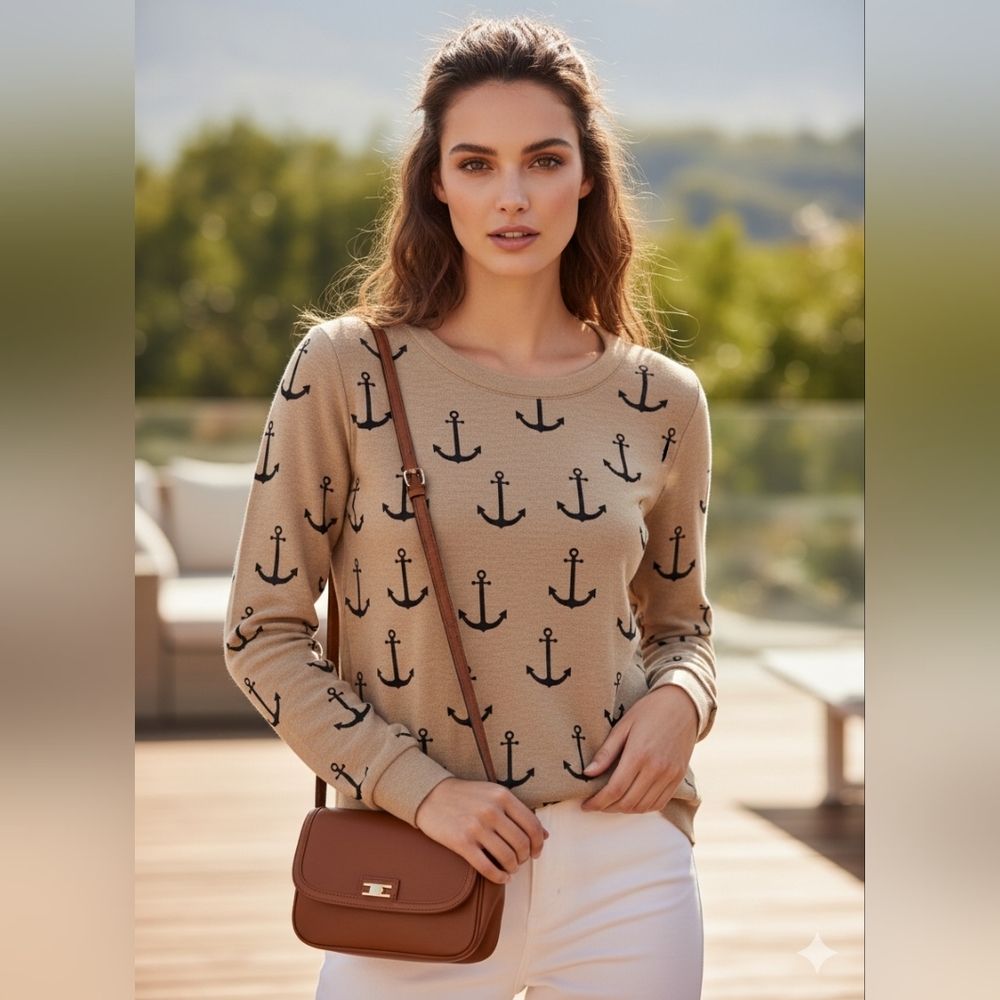 Chaser NWT Nautical Print Sweatshirt Sz Small